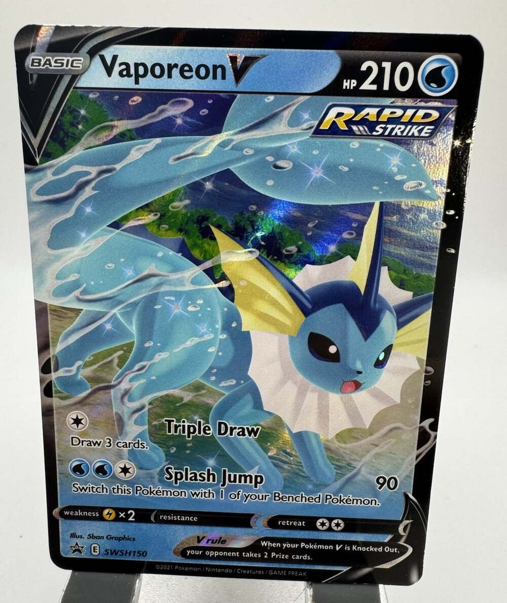Pokémon Vaporeon V SWSH150 Black Star Promo Rapid Strike Holo Near Mint TCG